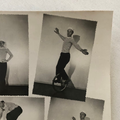 Circus Bicycle Unicycle Acrobat Burlesque Act Performer Photo Photograph Vintage
