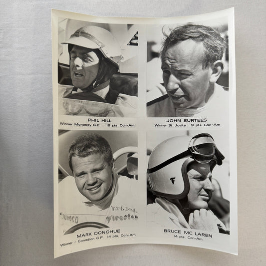 Vintage Racing Driver Photo Phil Hill John Surtees Bruce McLaren Mark Donohue