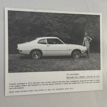 1972 Ford Maverick Car Factory Press Photo Photograph Print