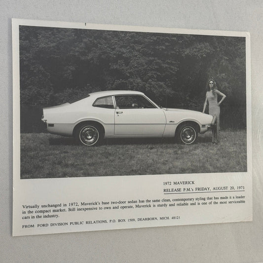 1972 Ford Maverick Car Factory Press Photo Photograph Print