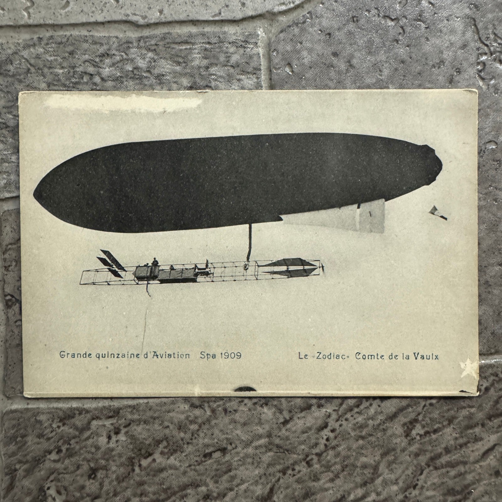 Vintage Zeppelin Airship Dirigible Postcard Post Card French 1909 Le Zodiac