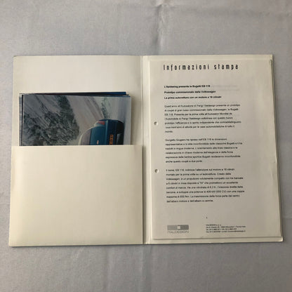 Bugatti EB118 Press Kit Brochure Italian Text Concept Car Photographs