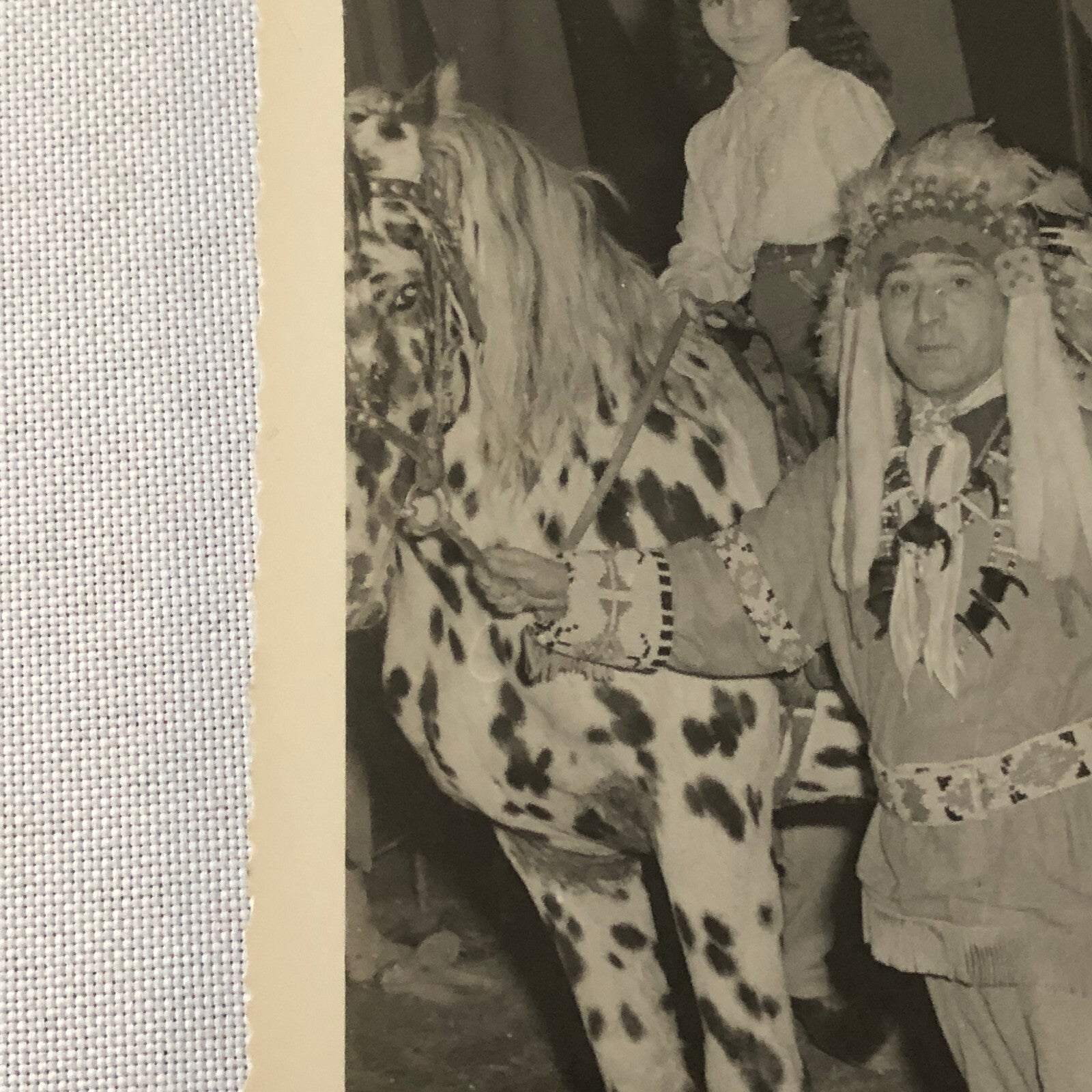 Native American Man with Woman Horse Photo Photograph Circus Vintage