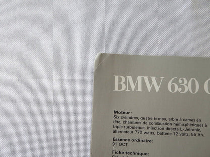 Vintage BMW Sales Brochure Catalog - 630 CSi 320i 530i Automatic + FRENCH TEXT 