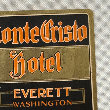 Vintage Hotel Travel Label Monte Cristo Hotel Everett Washington