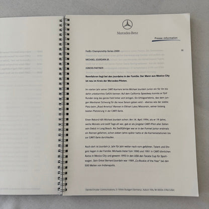 2000 Mercedes Benz Marlboro CART Racing Press Kit Tony Kanaan Michel Jourdain