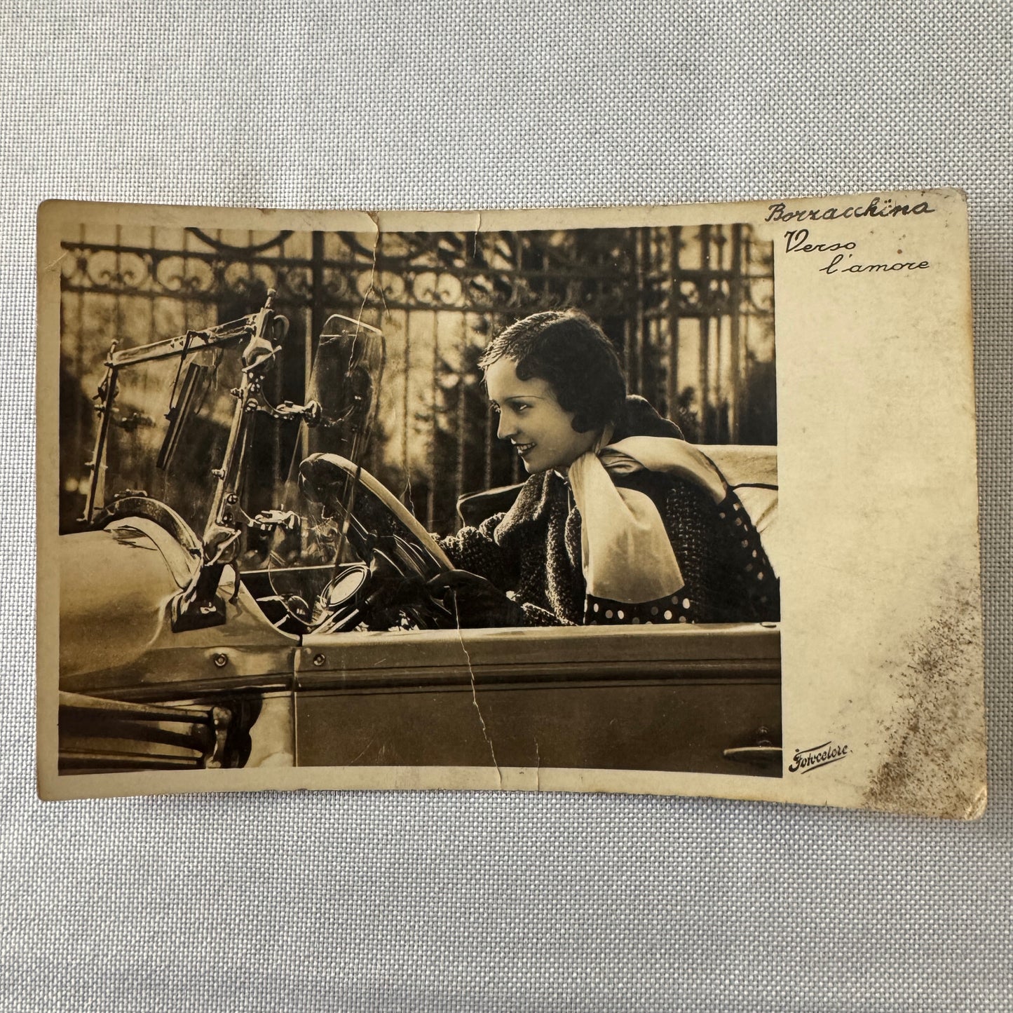 Vintage Italian Automobile Real Photo Postcard Post Card RPPC Beautiful Woman