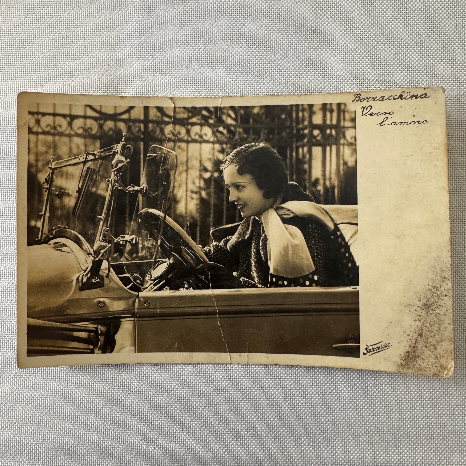 Vintage Italian Automobile Real Photo Postcard Post Card RPPC Beautiful Woman