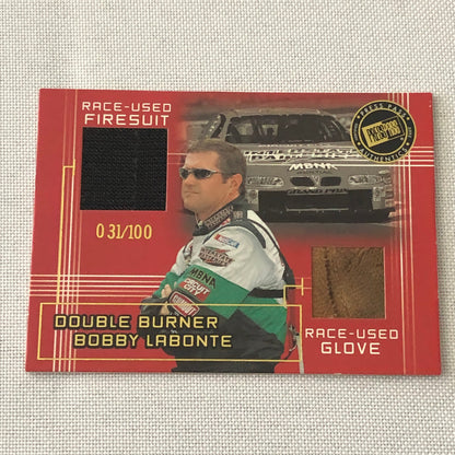 2002 Press Pass Double Burner Bobby Labonte Relic Card /100 Nascar Racing