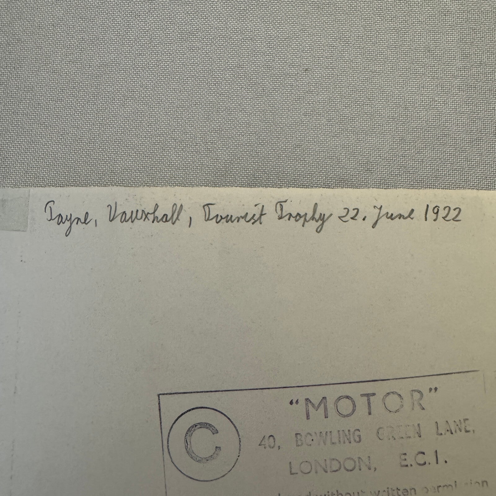 1922 Tourist Trophy TT Race Racing Photo Photograph Vintage Vauxhall Car