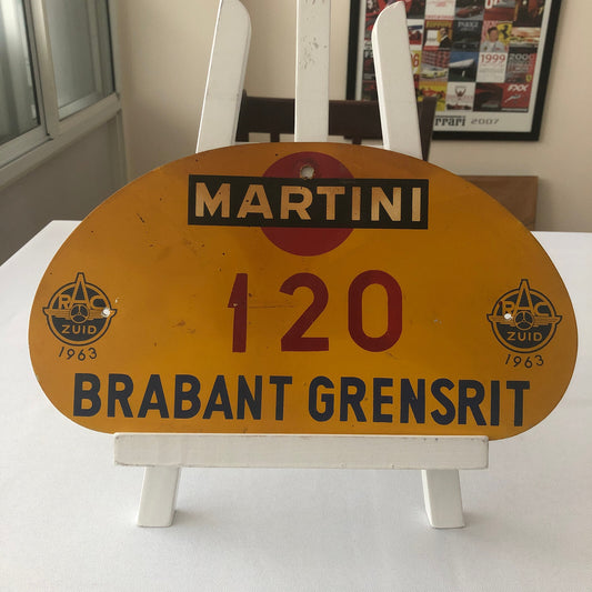 1963 RAC Zuid Brabant Grensrit Car Rally Rallye Participant Plate w/ Martini Ad