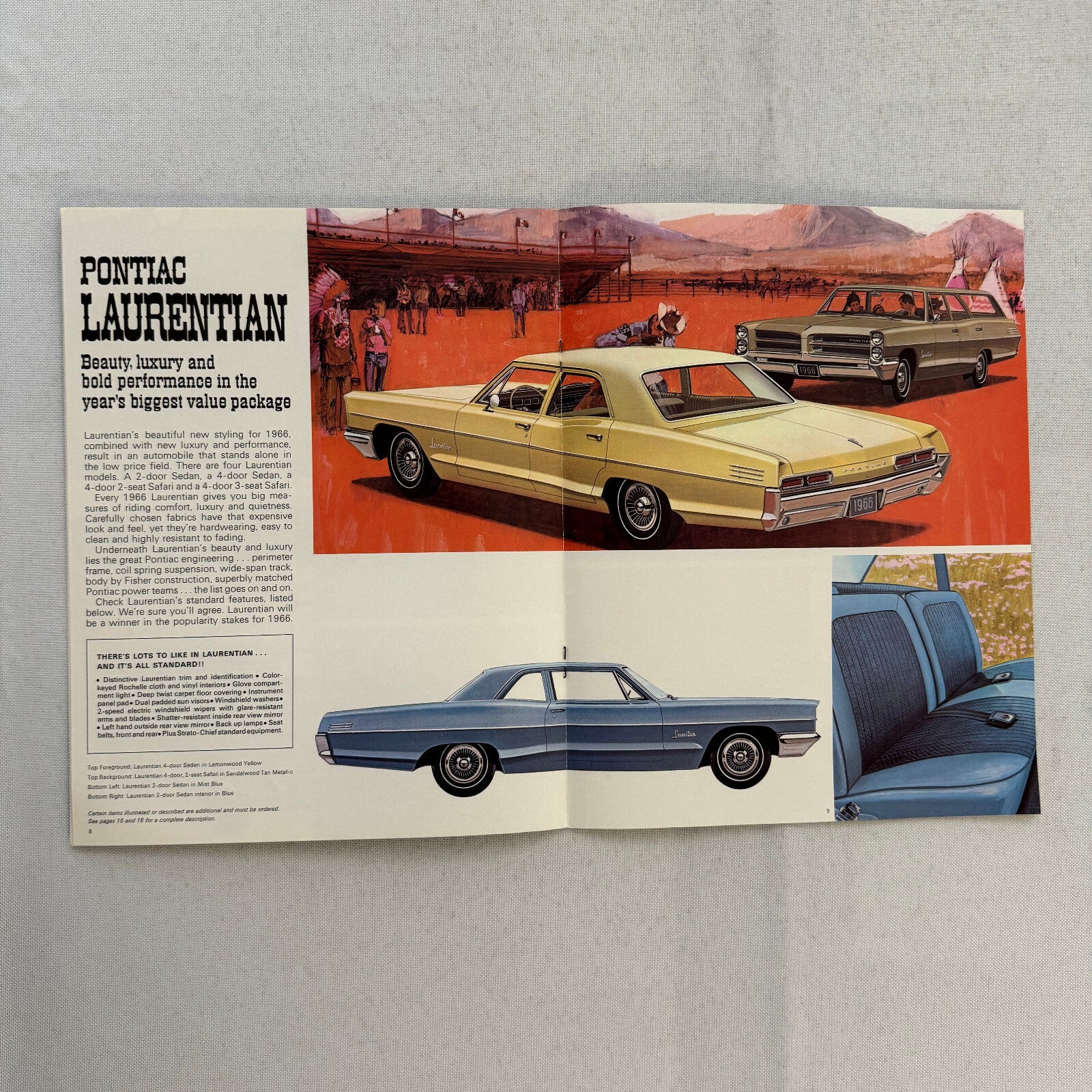 1966 Pontiac Sales Brochure Catalog Grand Parisienne Laurentian Strato Chief
