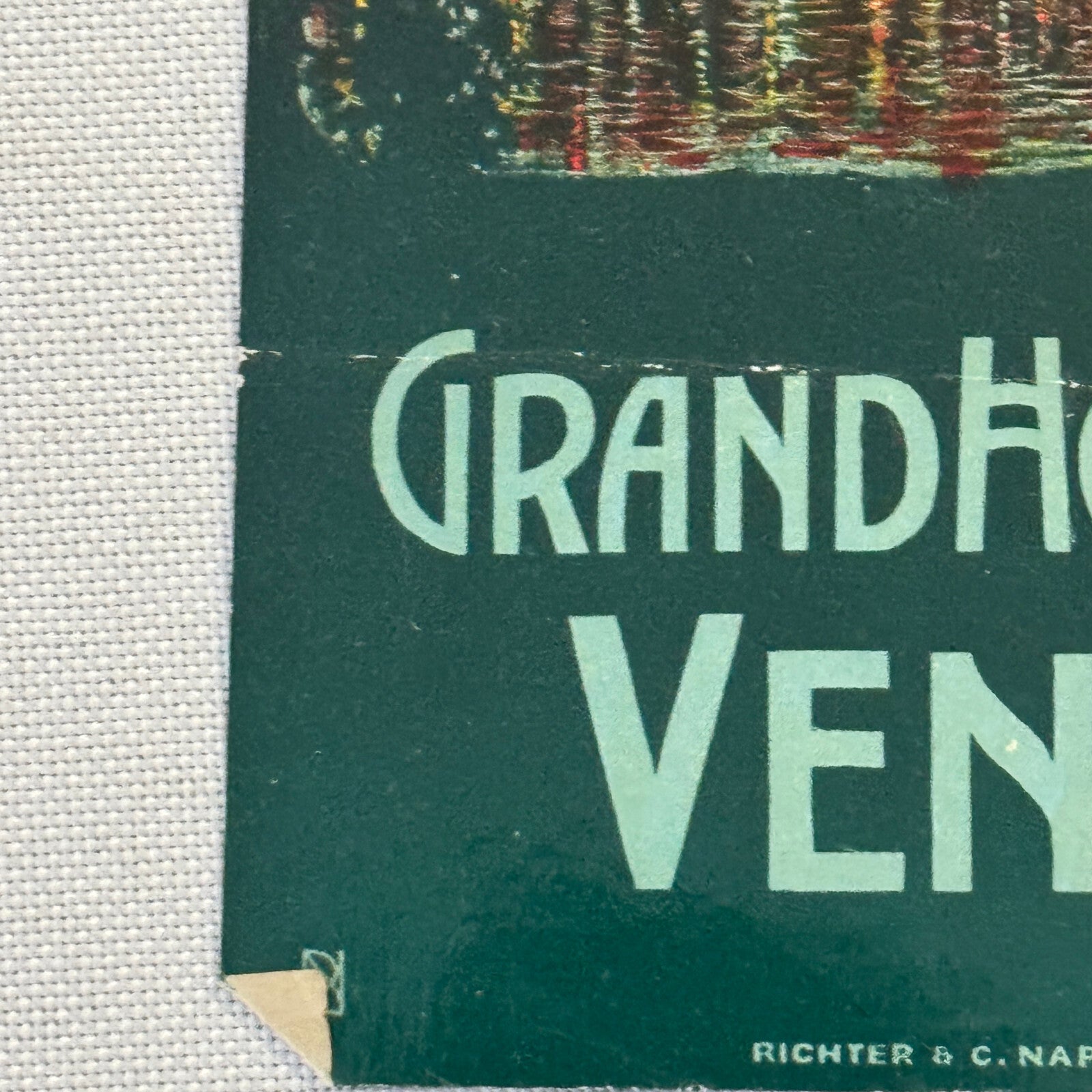 Vintage Hotel Travel Luggage Label Grand Hotel Venise Venice Italy Italian