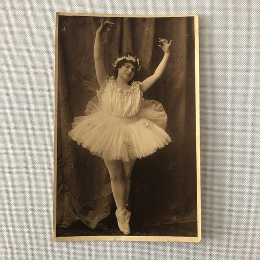 Ballet Dancer or Circus Performer Real Photo Postcard Post Card RPPC Vintage