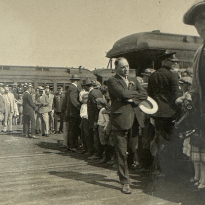 Vintage Photo Photograph Lot 5x Crowd of People around Trains