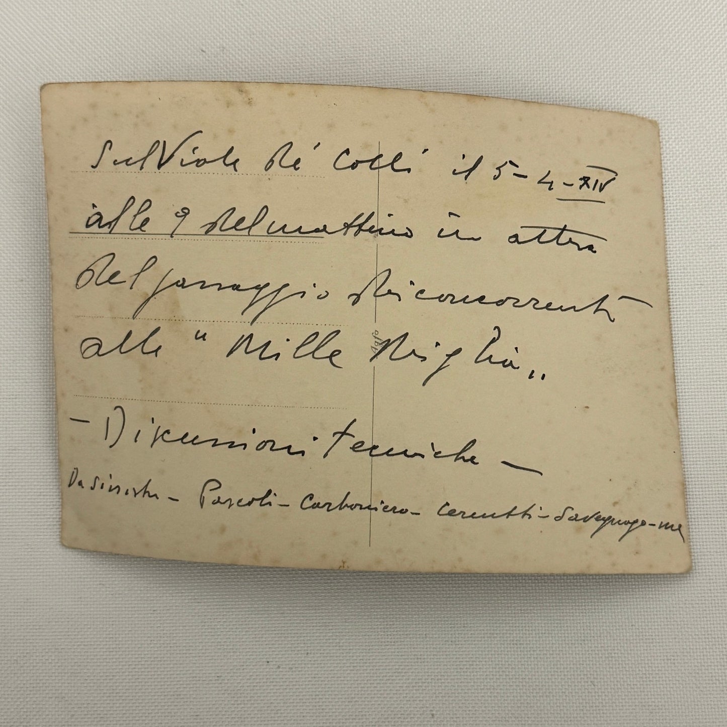 Mille Miglia Racing Photo Men in Military Uniform Italy Italian Photograph