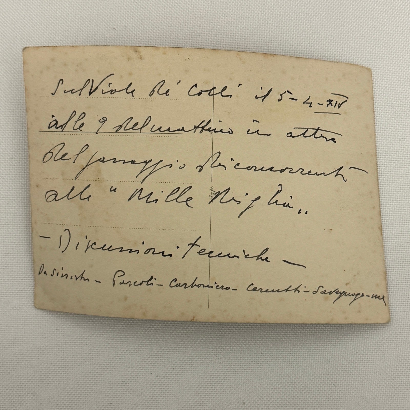 Mille Miglia Racing Photo Men in Military Uniform Italy Italian Photograph