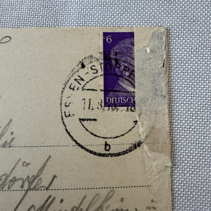 Vintage German Postcard Post Card Essen Deutschlandhaus Building Car Automobile