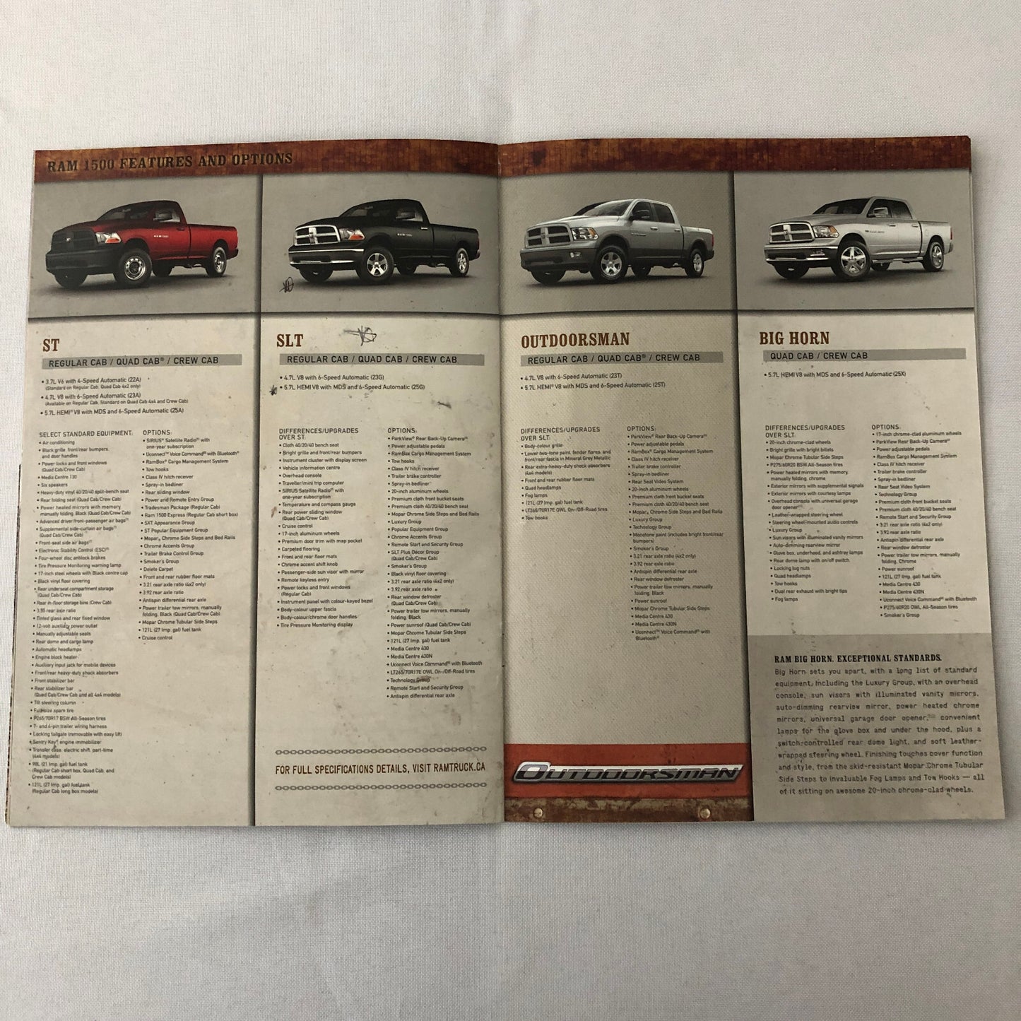 2012 Dodge Ram Pickup Truck Sales Brochure Catalog Big Horn Outdoorsman Laramie 