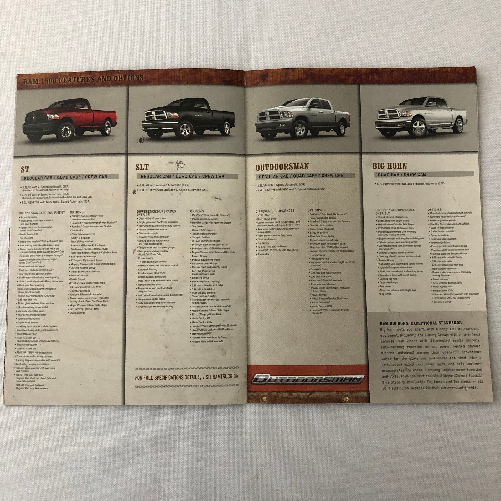 2012 Dodge Ram Pickup Truck Sales Brochure Catalog Big Horn Outdoorsman Laramie 