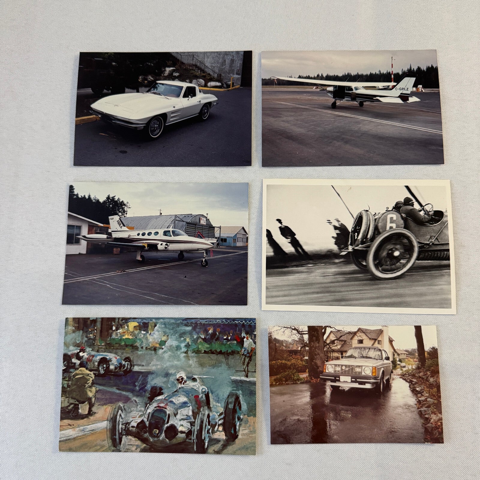 Vintage Transportation Photo and Postcard Lot 36X Car Train Airplane Porsche +