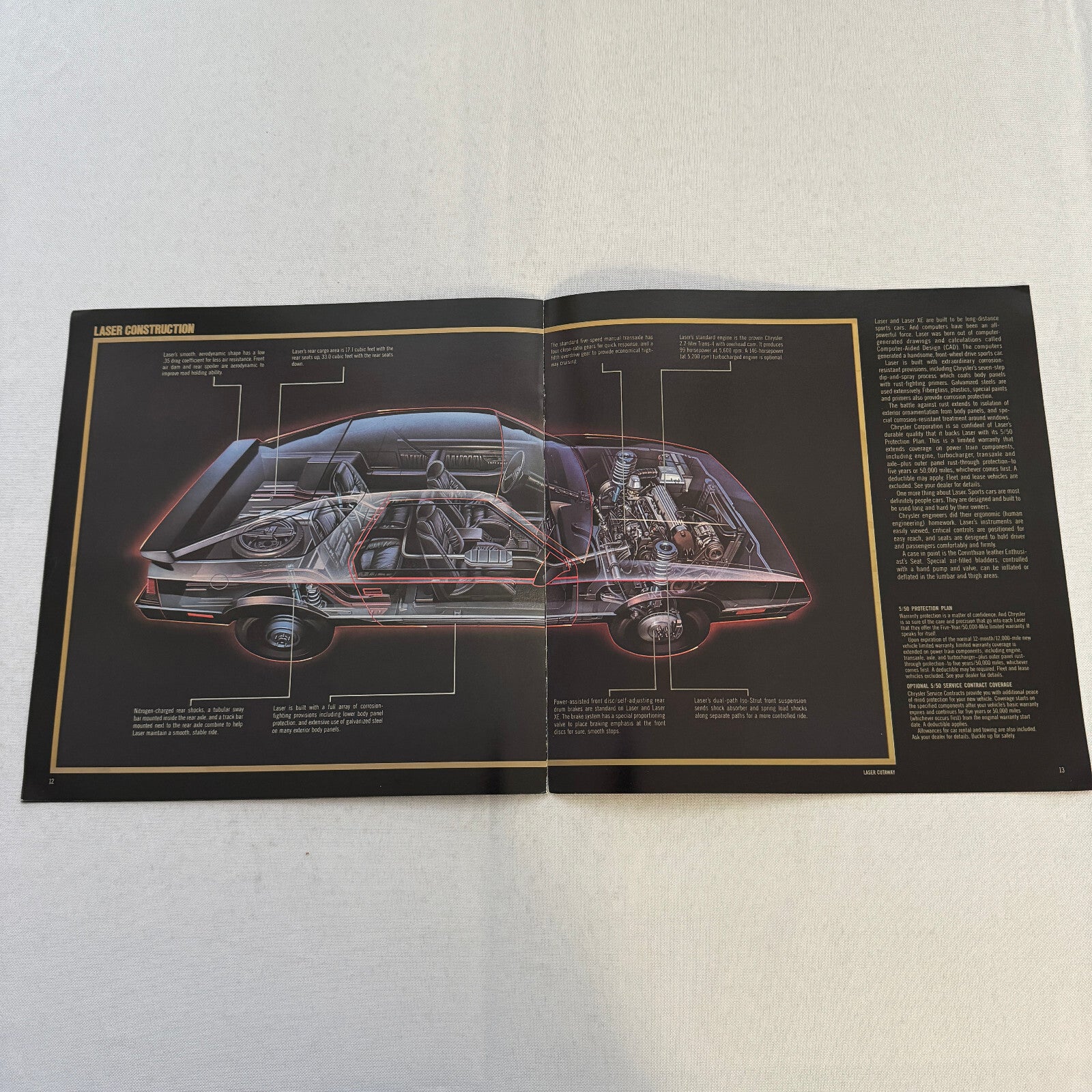 1986 Chrysler Laser Sports Car Sales Brochure Catalog Advertising XE