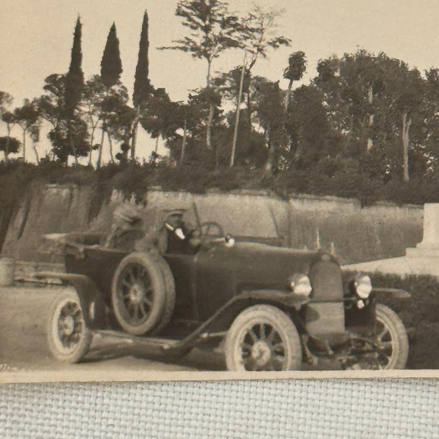 Vintage Photograph Photo Man in Antique Automobile Early Car
