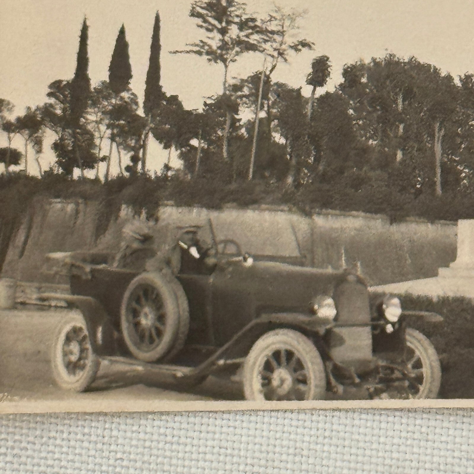 Vintage Photograph Photo Man in Antique Automobile Early Car
