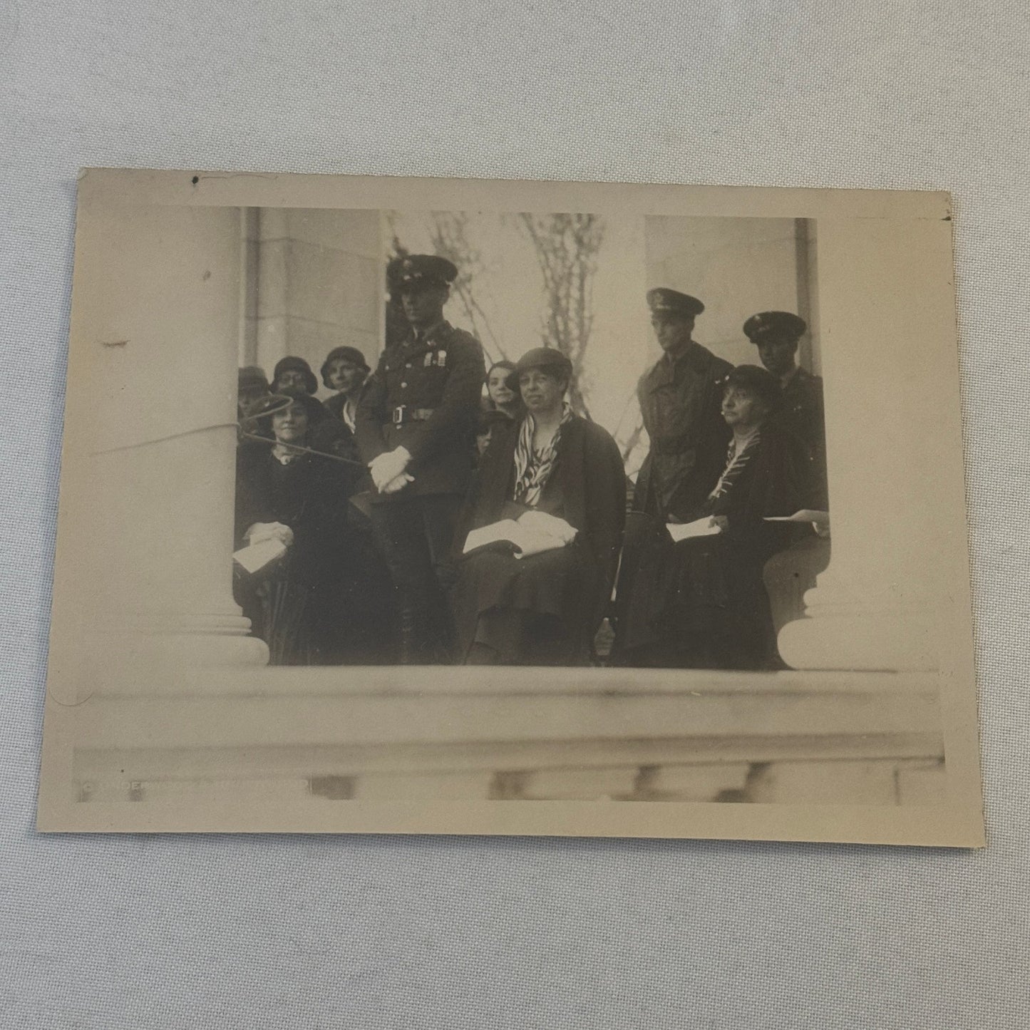 Press Photo Photograph First Lady Eleanor Roosevelt Men in Military Uniform