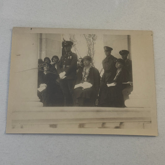 Press Photo Photograph First Lady Eleanor Roosevelt Men in Military Uniform