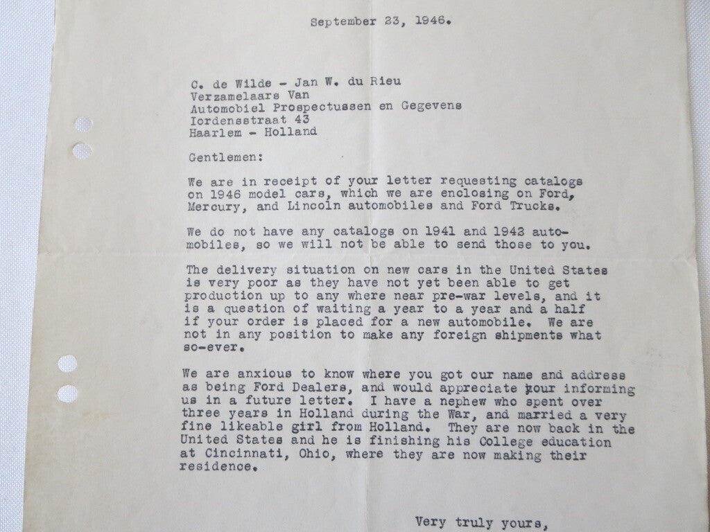 1946 - 1949 Nelsen - Hirschberg Ford Car & Truck Dealer Letter Letterhead Lot 4x