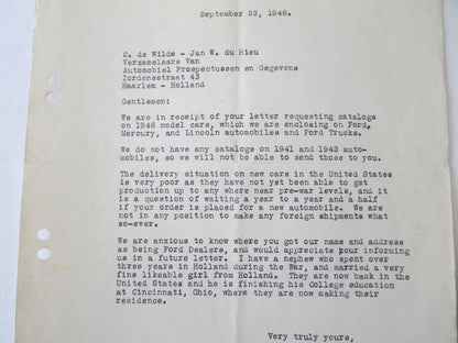 1946 - 1949 Nelsen - Hirschberg Ford Car & Truck Dealer Letter Letterhead Lot 4x