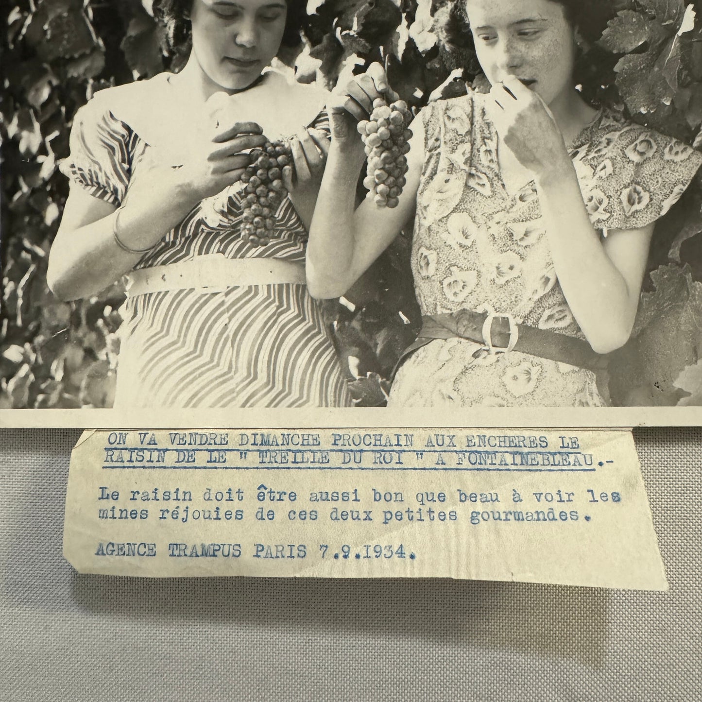 Paris Young Women with Grapes Kings Auction 1934 Press Photo Agence Trampus