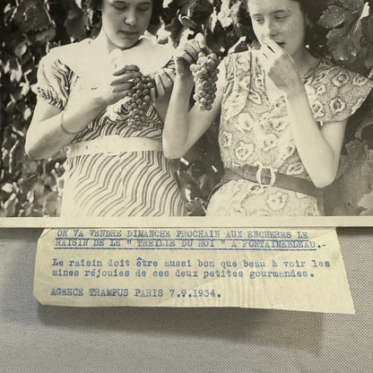 Paris Young Women with Grapes Kings Auction 1934 Press Photo Agence Trampus