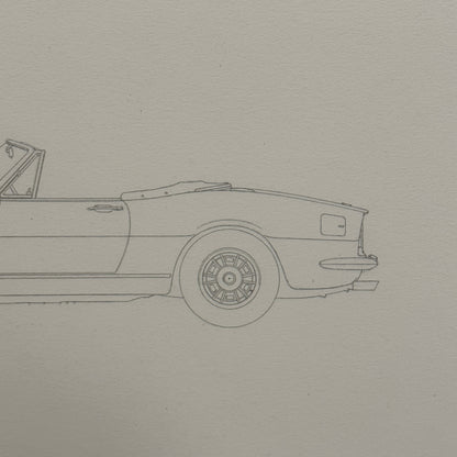1967 Fiat Dino Spider Pininfarina Car Illustration Art Drawing Hand Drawn