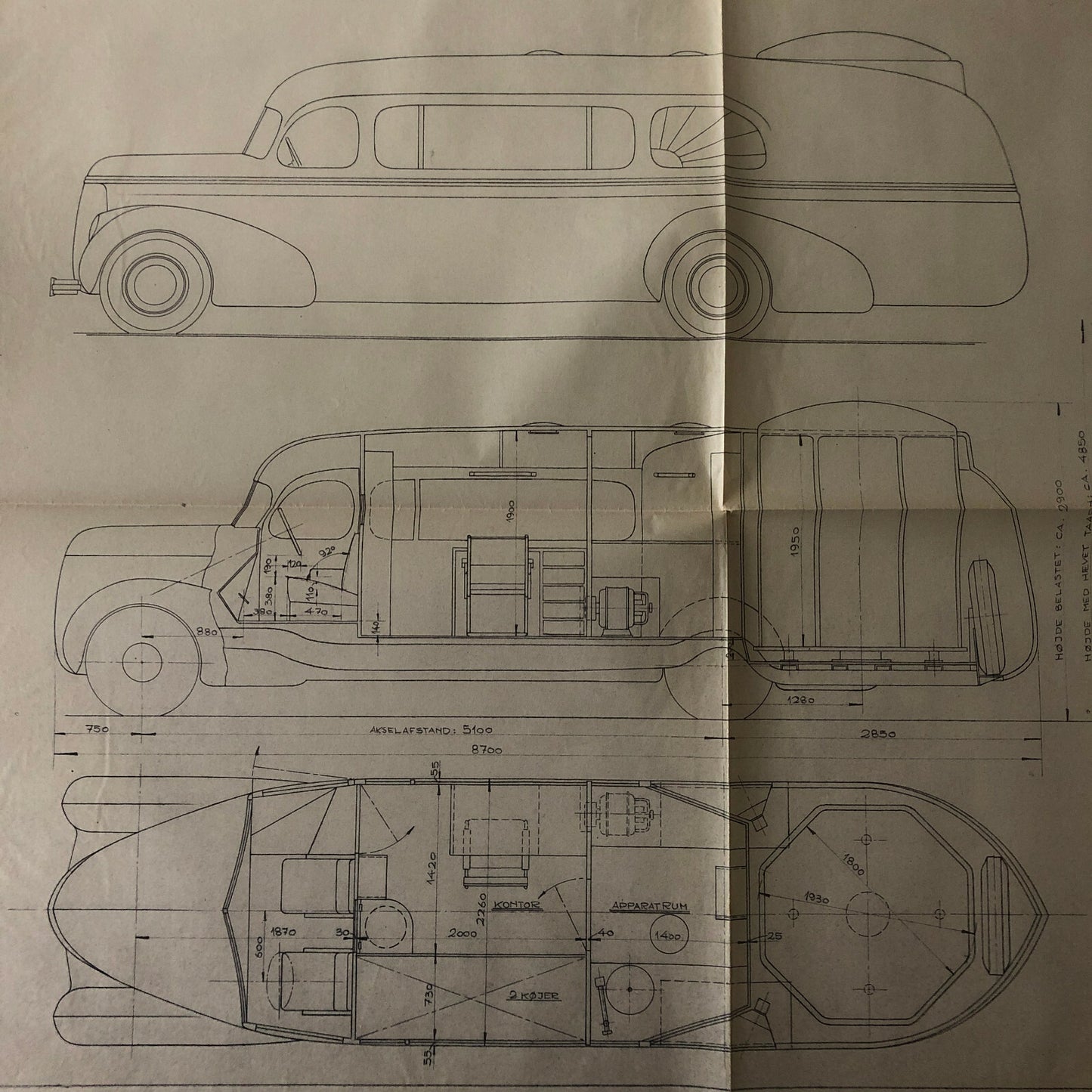 1937 Coachbuilder Bus Design Blueprint Rendering Blue Print Coach Bus Truck