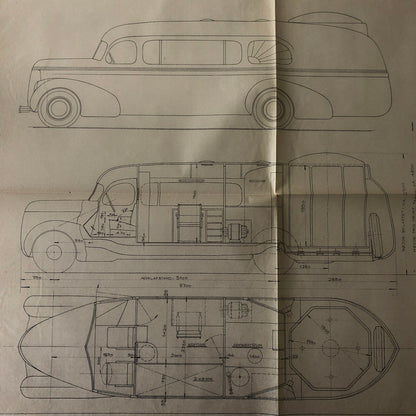 1937 Coachbuilder Bus Design Blueprint Rendering Blue Print Coach Bus Truck