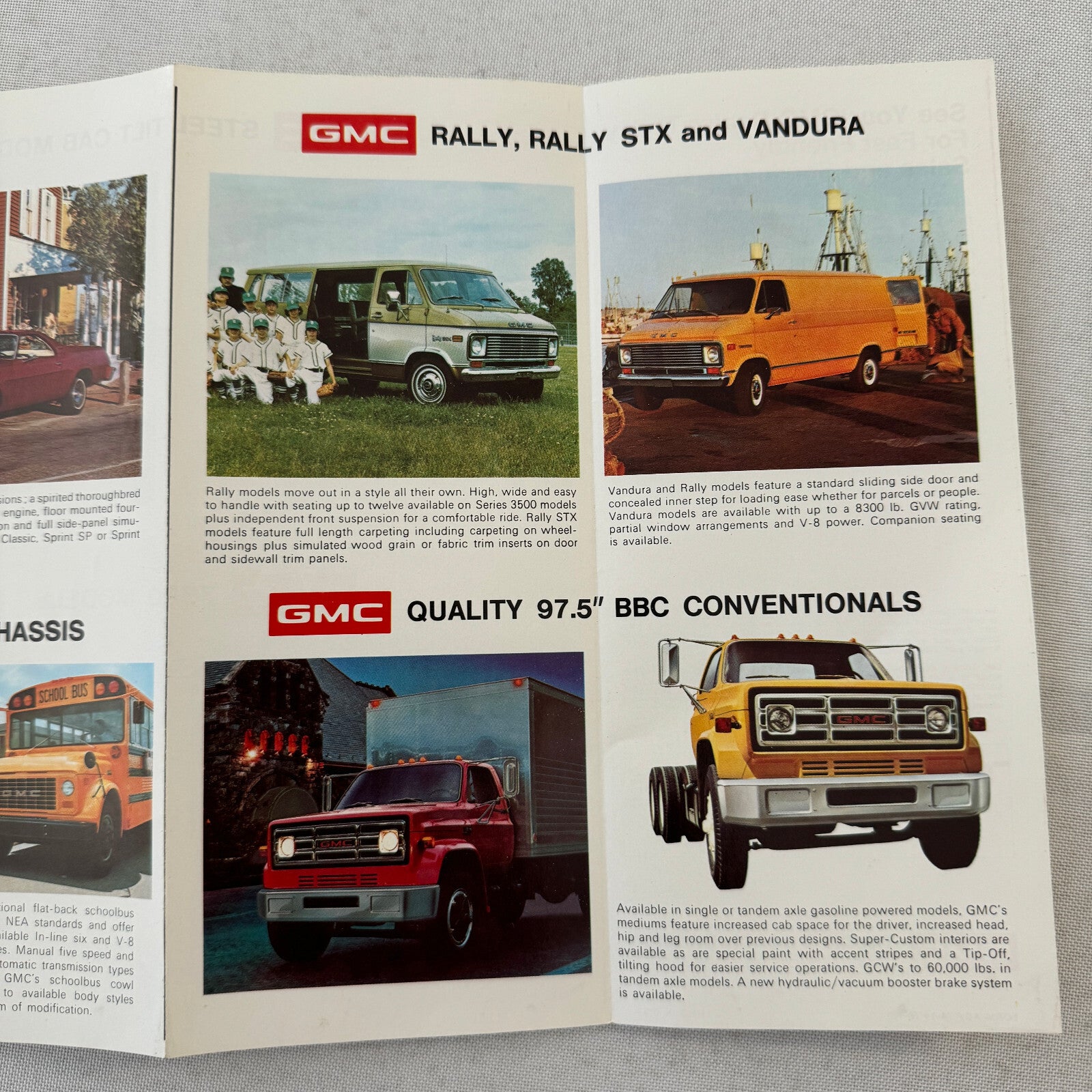 1974 GMC Truck Sales Brochure Jimmy Pickup Sprint School Bus Vandura Rally Van +