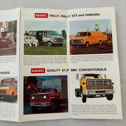 1974 GMC Truck Sales Brochure Jimmy Pickup Sprint School Bus Vandura Rally Van +