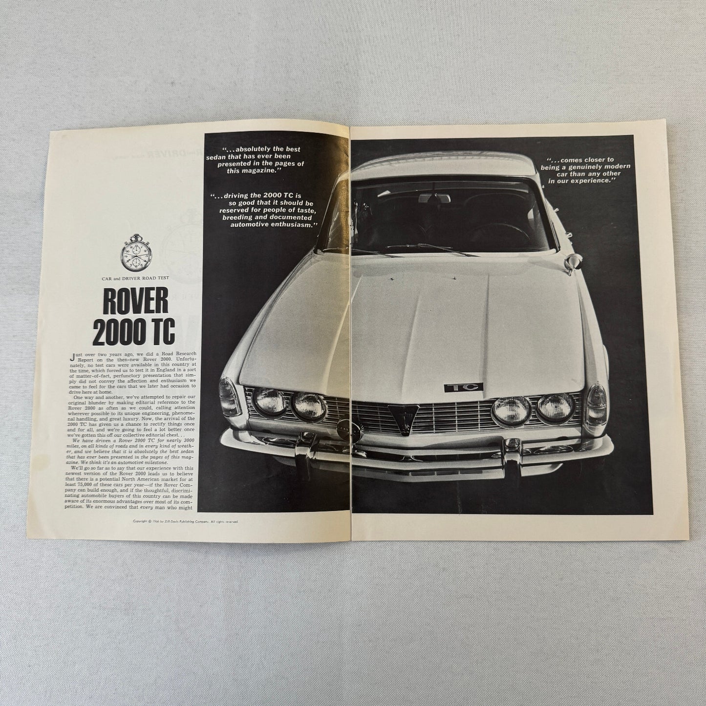 Rover 2000 TC Road Test Car Sales Brochure Catalog Car & Driver 1966 1967