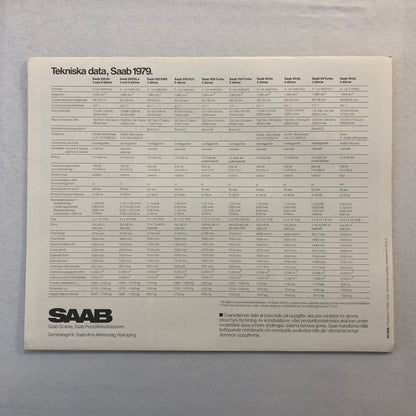 1979 Saab 900 99 96 Car Sales Brochure Catalog SWEDISH TEXT