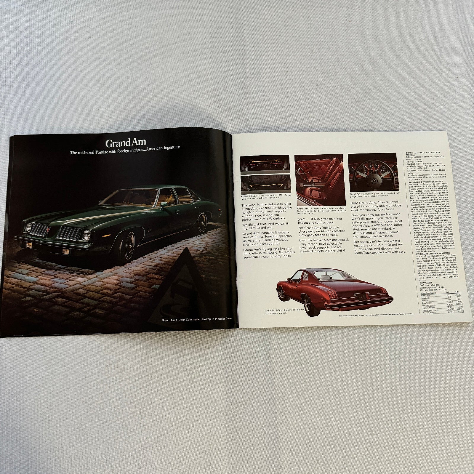 1974 Pontiac Car Sales Brochure Catalog Firebird Grand Prix GTO Ventura Grand Am
