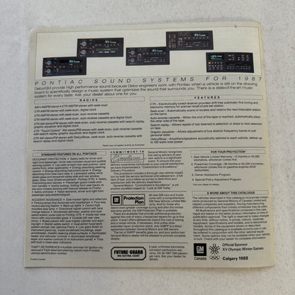 1987 Pontiac Car Sales Brochure Catalog Bonneville Grand Prix 6000 Safari Wagon