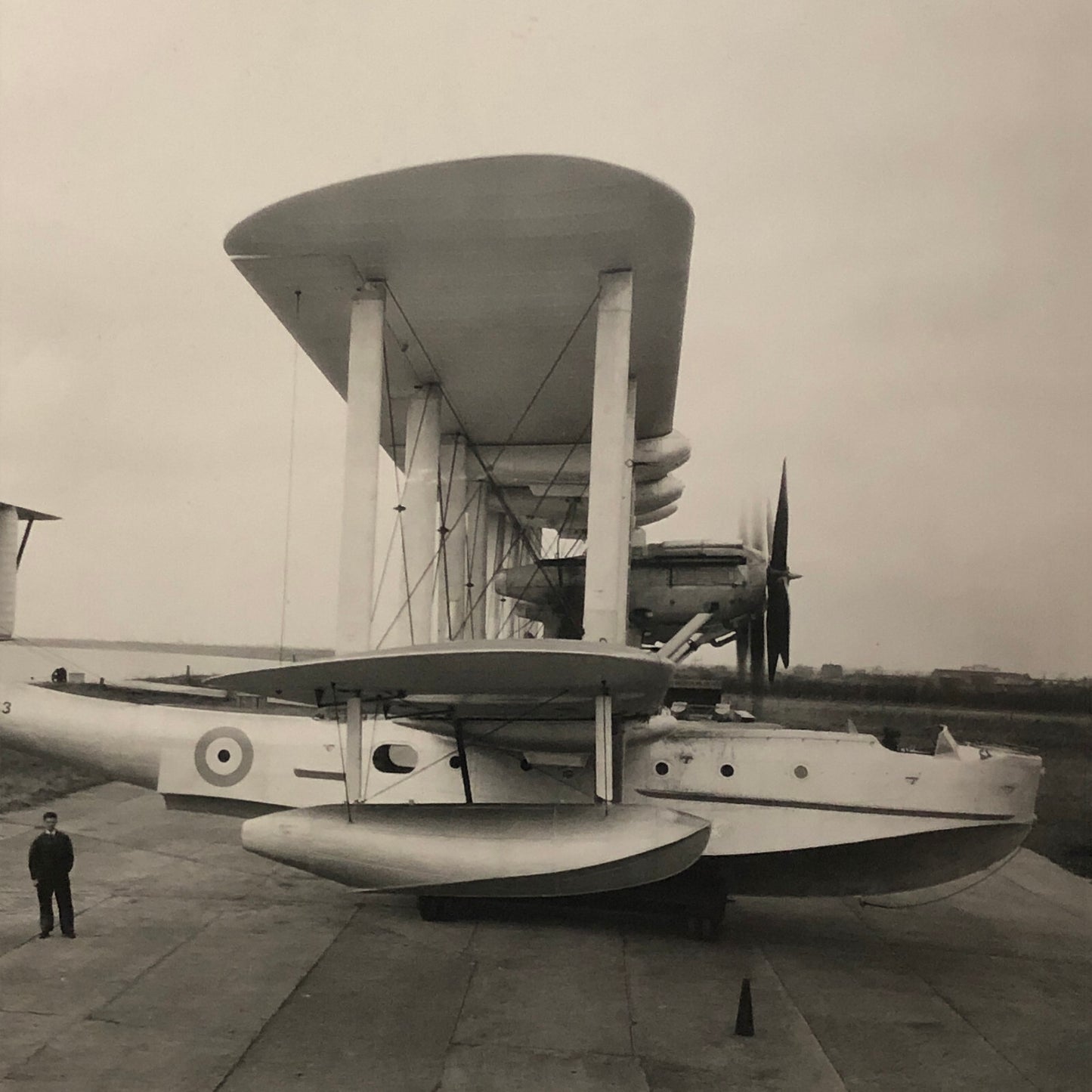Man with Early Airplane Aircraft Plane Photo Photograph Vintage Max Karant