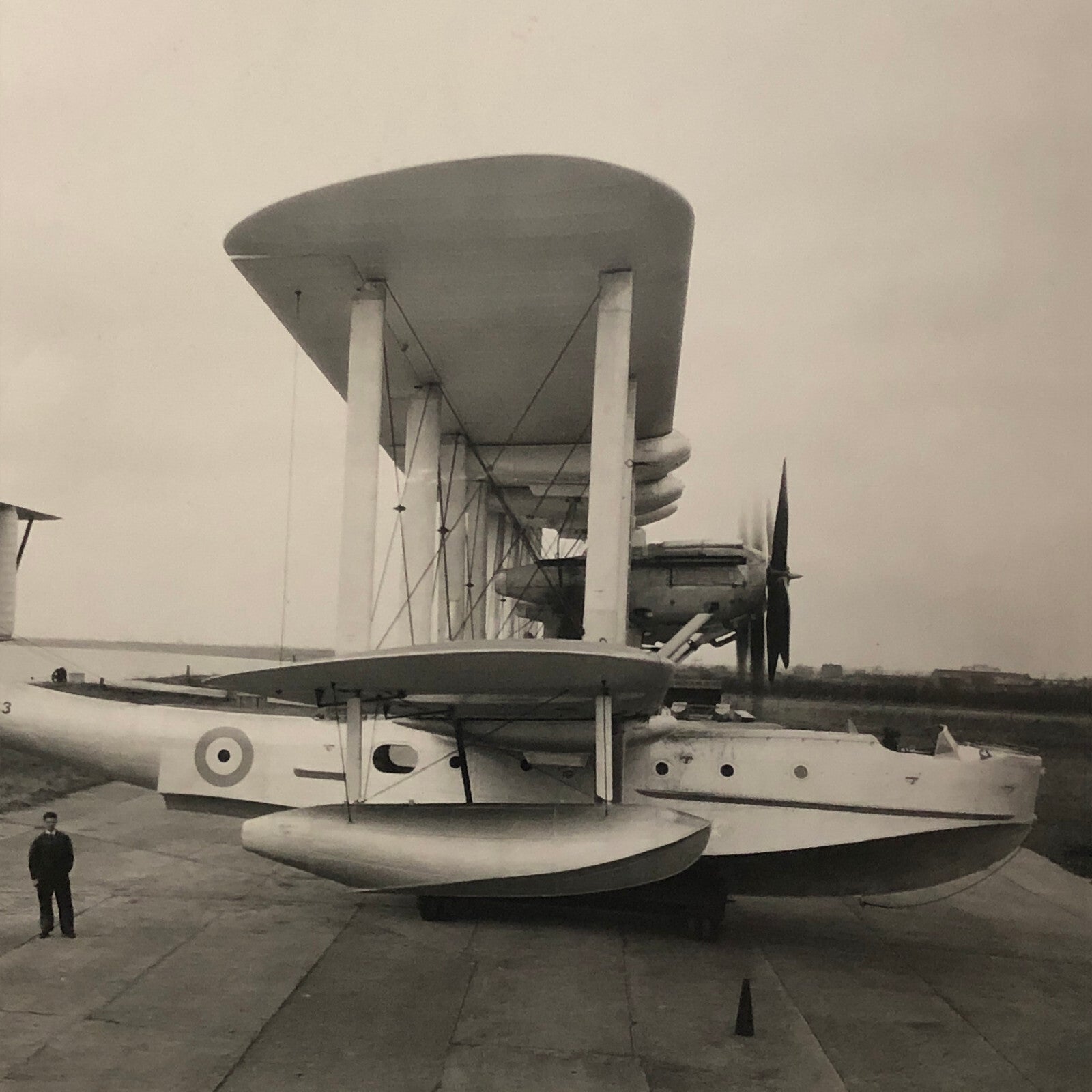 Man with Early Airplane Aircraft Plane Photo Photograph Vintage Max Karant