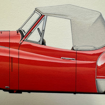 1952 Jowett Jupiter I Roadster Automobile Illustration Art Drawing Hand Drawn