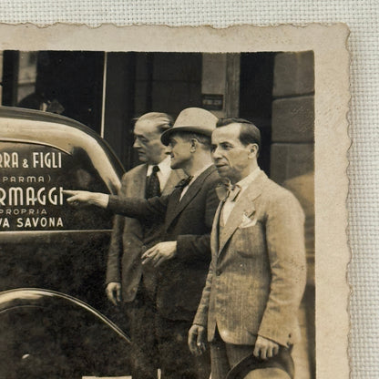 Vintage Photograph Photo Men with Delivery Van Antique Italian