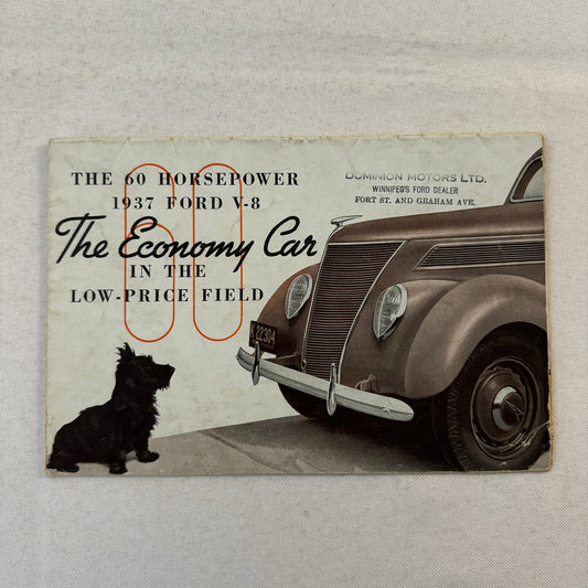 1937 Ford V8 Car Sales Brochure Catalog Advertising Vintage Tudor Fordor Coupe