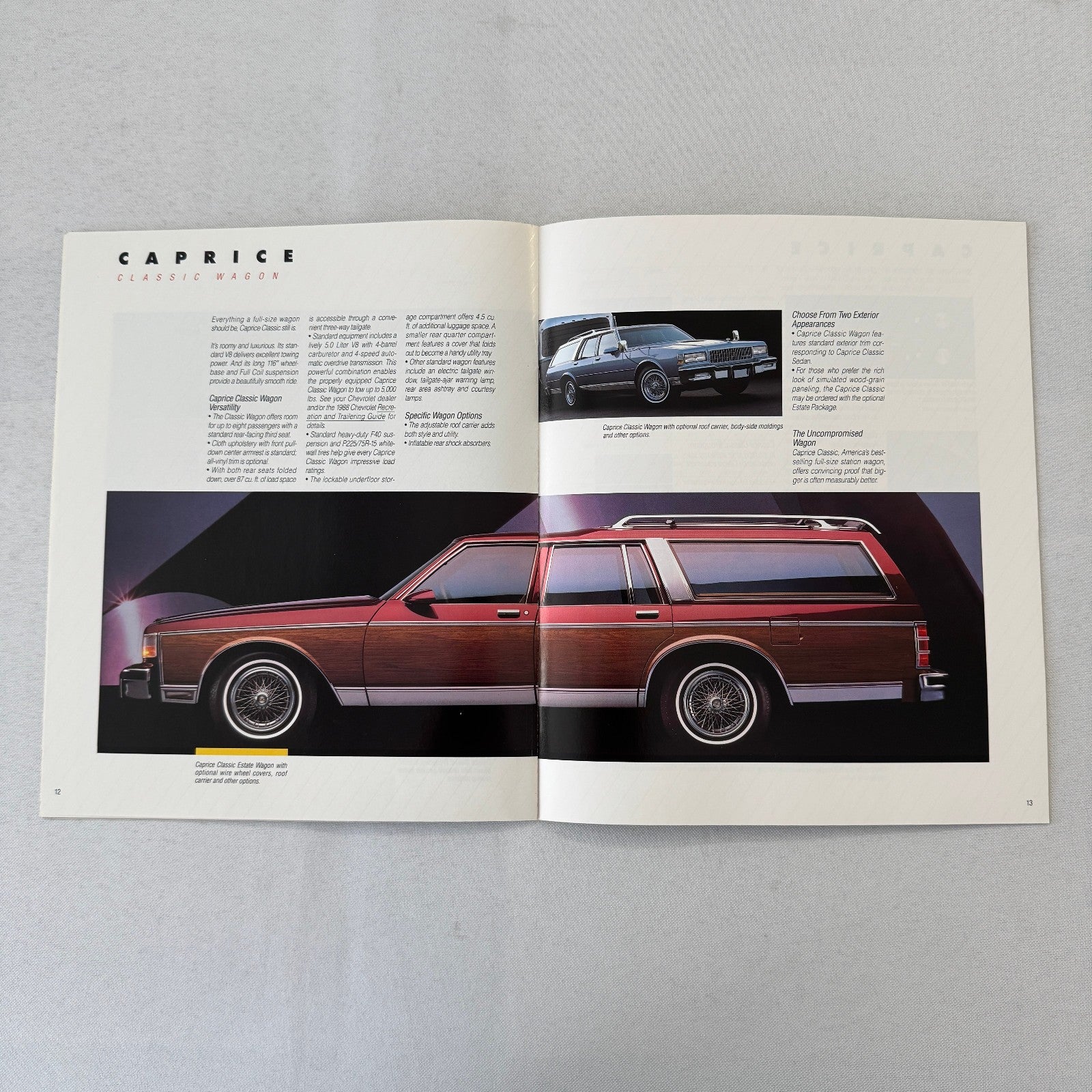 1988 Chevrolet Caprice Car Sales Brochure Catalog Brougham Wagon Sedan
