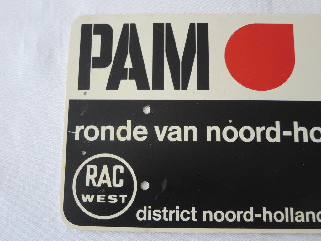 Vintage 1968 Ronde Van Noord Holland Car Rally Participant Plate Plaque RAC West